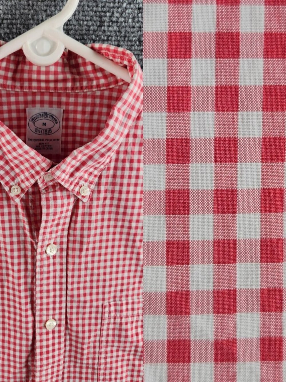 Brooks Brothers Slim Fit Medium Red Check Long Sleeve Button Up Shirt All Cotton